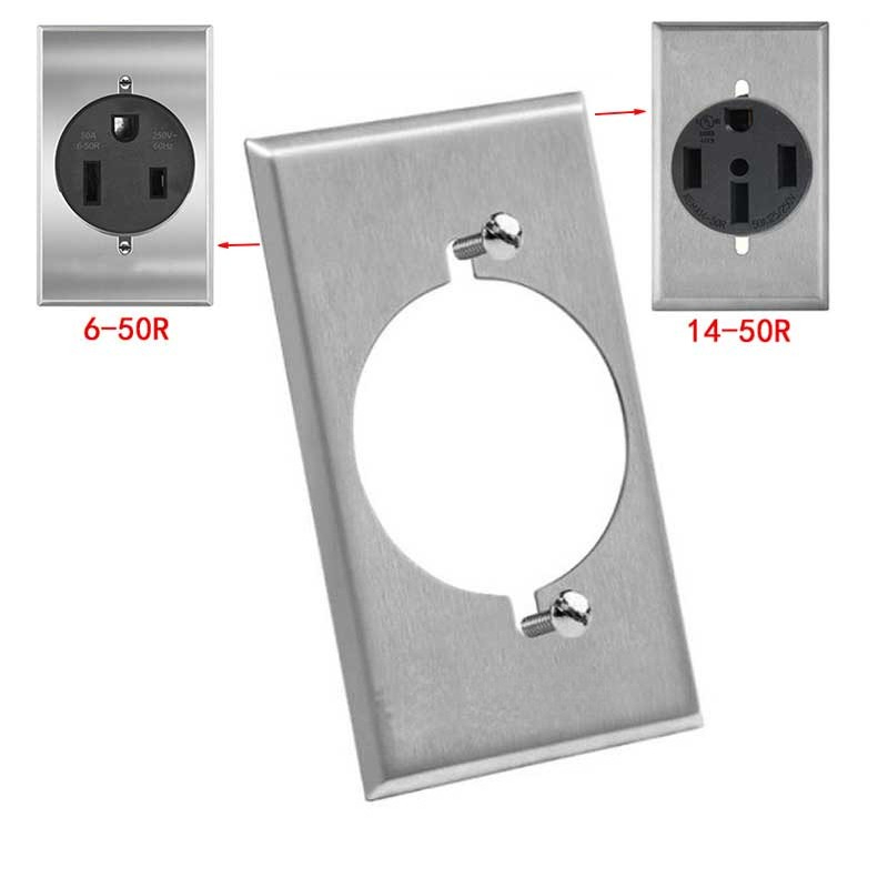 Electrical Outlet Cover - Brushed Stainless Steel Wall Plate Round