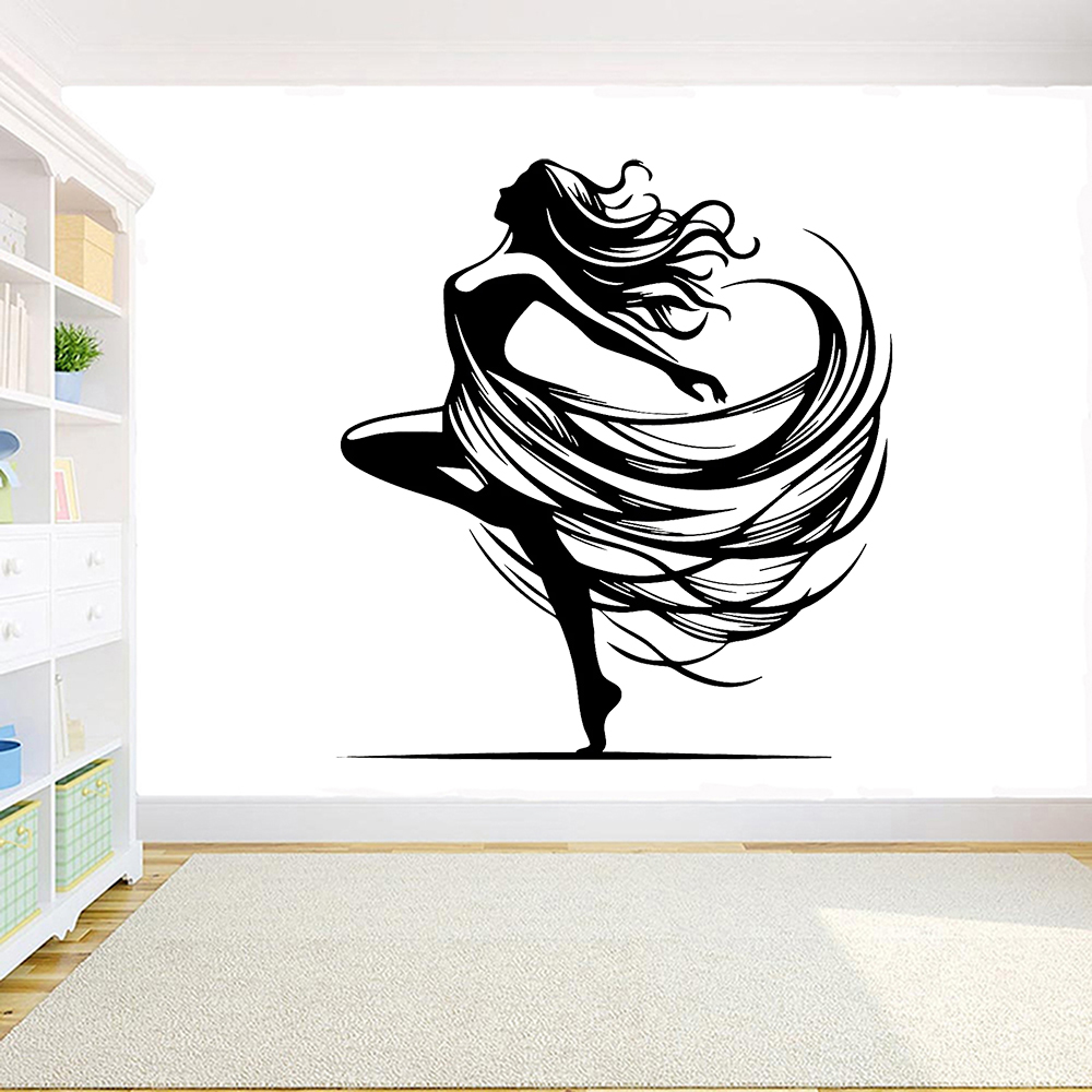 Vinyl Floor Plank - Dancing Woman Wall Decal Dancer Wall